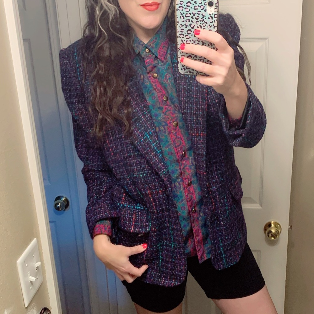 VINTAGE, NORM THOMPSON blazer with neon accents!!